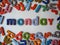 Monday banner with colorful lower case letters