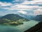 Mondsee and Attersee, view from Drachenwand rock, via ferrata