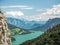 Mondsee and Attersee, view from Drachenwand rock, via ferrata, H