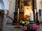 Mondsee/Austria - june 2 2019: detail of the altar of a black virgin mary at the interior of the basilika of St Michael