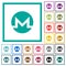 Monero digital cryptocurrency flat color icons with quadrant frames