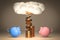 Monetization of cloud services - gold coins pour from the cloud and two different piggy banks receive dividends from investments