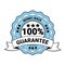 Money Back With 100 Percent Guarantee Emblem Blue Medal With Ribbon Isolated