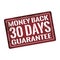 Money back 30 days guarantee dirty rusty metal icon plate sign