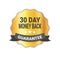 Money Back In 30 Days Guarantee Sticker Golden Medal Icon Seal Isolated