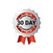 Money Back In 30 Days Template Medal With Ribbon Sticker Isolated