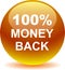 Money back button web icon golden