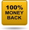 Money back button web icon golden