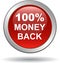 Money back button web icon red