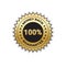 Money Back With Guarantee 100 Percent Golden Badge Stamp Isolated