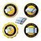 Money back guarantee icons, circular stickers with euro