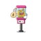 With money bag candy vending machine isolated in mascot