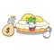 With money bag cartoon lemon cake with sugar powder