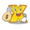 With money bag character cartoon multiply sign for logo