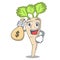 With money bag character parsnip root with leaf cartoon