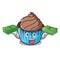 With money bag chocolate cupcake mascot cartoon