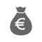 Money bag currency simple design icon. Euro moneybag icon.