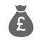 Money bag currency simple design icon. uk pound moneybag icon.