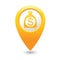 Money bag with dollar sign on the map pointer