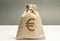 Money bag with a euro sign. Family or company budget concept. Income and profit. The accumulation of capital. Salary savings.