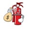 With money bag fire extinguisher character cartoon