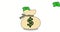 Money bag and flying dollars. Video clip. Business information looped, modern