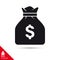 Money bag glyph icon. Success concept