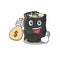 With money bag grabage bag isolated with the mascot