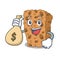 With money bag granola bar character cartoon