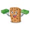 With money bag granola bar mascot cartoon