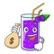 With money bag grape juice bottled with in cartoon
