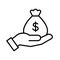 Money bag in hand icon, Invest finance and save money concept