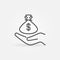 Money Bag in Hand vector Corruption concept outline icon
