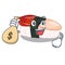 With money bag hokkigai sushi isolated in the character