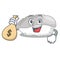 With money bag ika sushi isolated with the cartoon