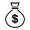 Money bag line icon. sack of money outline vector illustration