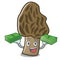 With money bag morel mushroom mascot cartoon