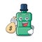 With money bag mouthwash with in the isolated cartoon