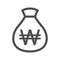 Money bag outline simple design icon. Korean won moneybag icon.