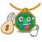With money bag peridot jewelry isolated in the mascot