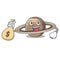 With money bag Pluto saturn isolated in with mascot