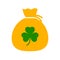 Money bag with shamrock symbol icon, lack, success â€“ vector