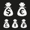 money bag sign symbol icon set