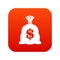 Money bag with US dollar sign icon digital red