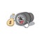 With money bag zoom lens mascot isolated with character