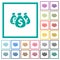 Money bags flat color icons with quadrant frames