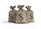 Money bags. Three with U.S. Dollar sign