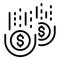 Money bankrupt icon, outline style