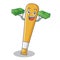 With money baseball bat character cartoon