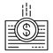 Money bill paper icon, outline style